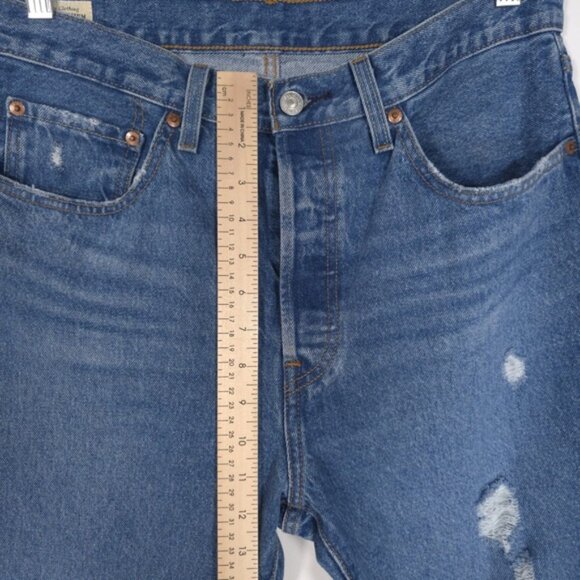 LEVI’S PREMIUM 501 Women’s Button Fly Distressed Jeans Straight Cotton 30x30 - Picture 7 of 16
